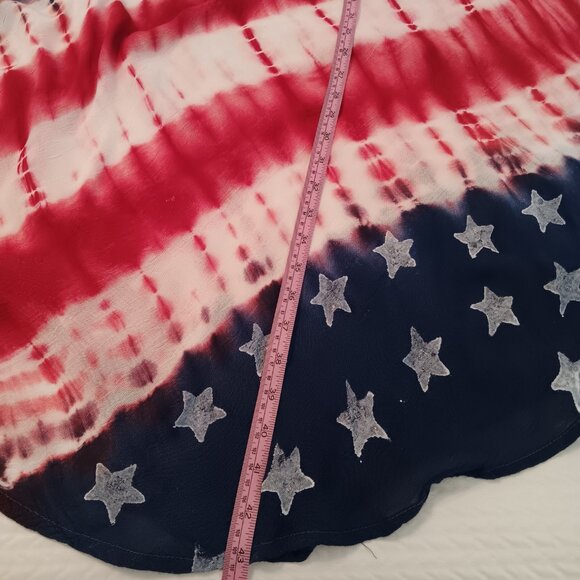 Stars and Stripes Tie Dye Asymmetrical Tank Dress One Size 100% Rayon. - Picture 7 of 9